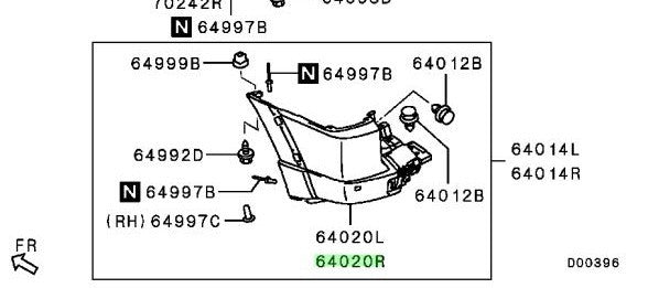 OEM Genuine Mitsubishi V83W V87W V88W BUMPER,RR CORNER,RH 6410A474RA1
