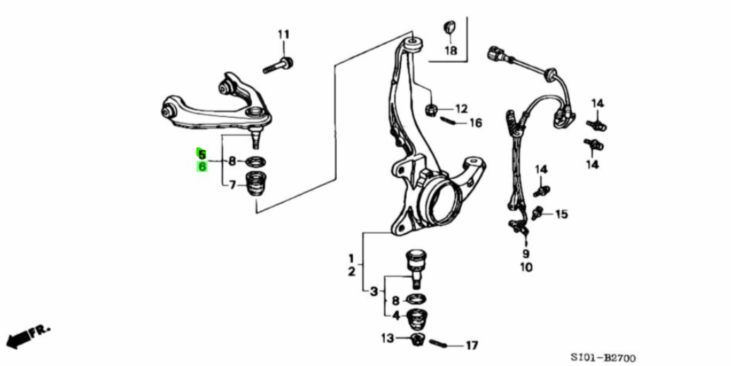 OEM ARM ASSY., FR. UPPER R&L SET Honda CR-V E-RD1 GF-RD1 51460/51450-S10-020
