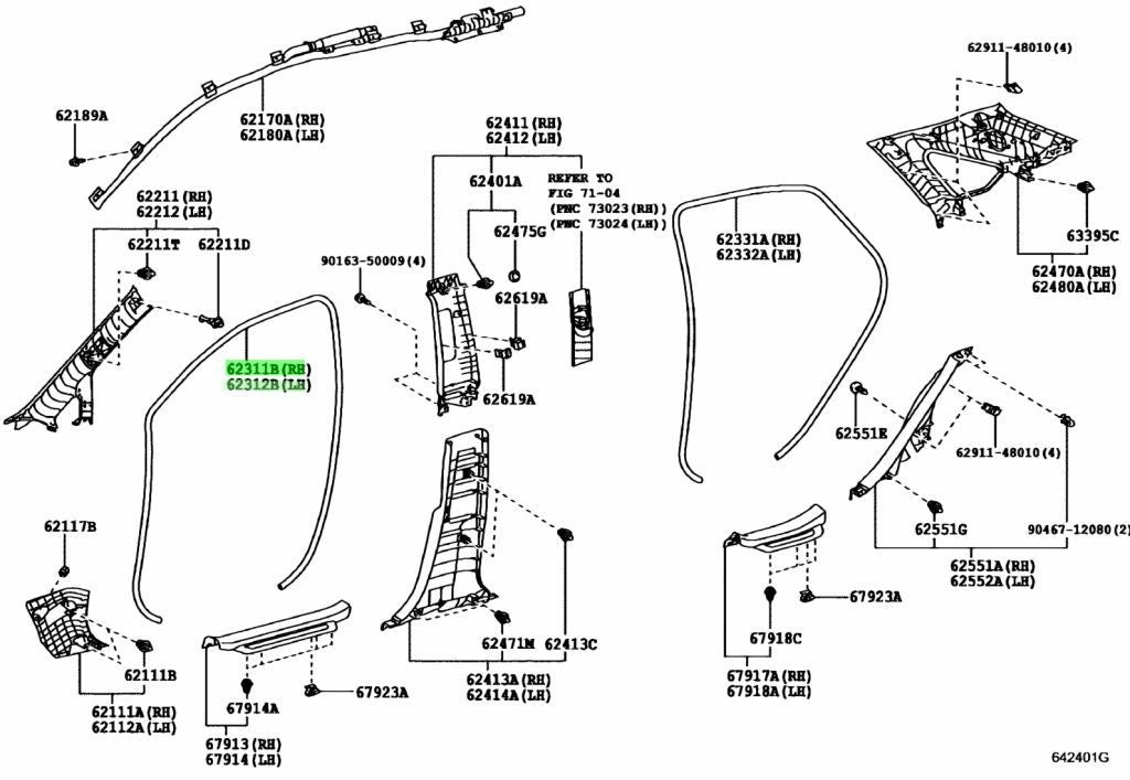 LEXUS RX270/350/450H FrontDoor Opening Trim Weatherstrip 62311-48070 62312-480700