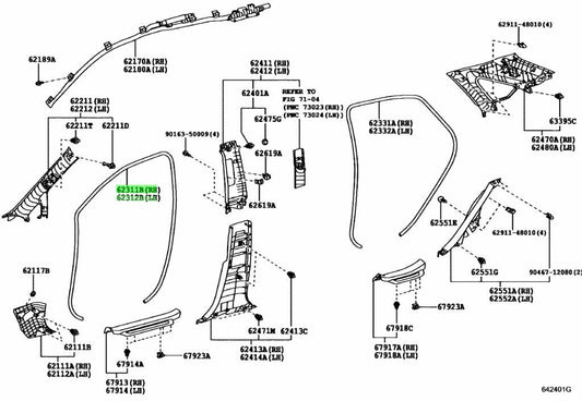 LEXUS RX270/350/450H FrontDoor Opening Trim Weatherstrip 62311-48070 62312-480700