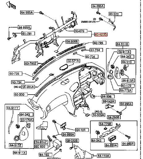 OEM MAZDA CRASH PAD MEMBER RX-7 FD3S F100-60-420B1