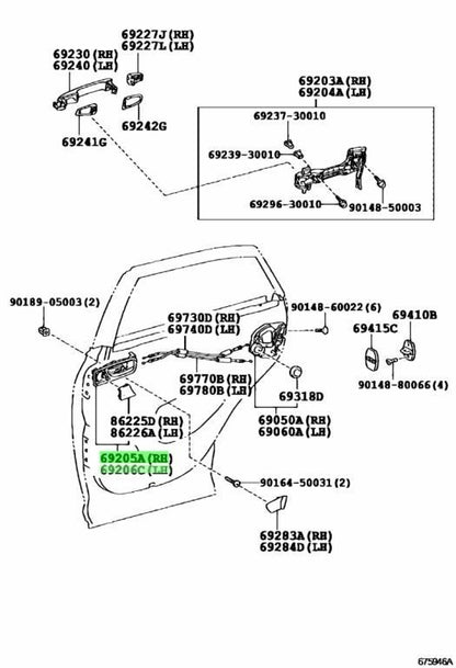 LEXUS RX270/350/450H Rear Door Inside Handle Black 67607-48010-C0 67608-48010-C00
