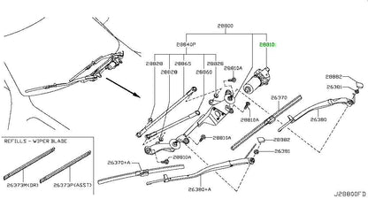 Genuine Nissan GT-R R35 Windshield Wiper Motor Assy OEM 2009-2025 28810-JF30A0