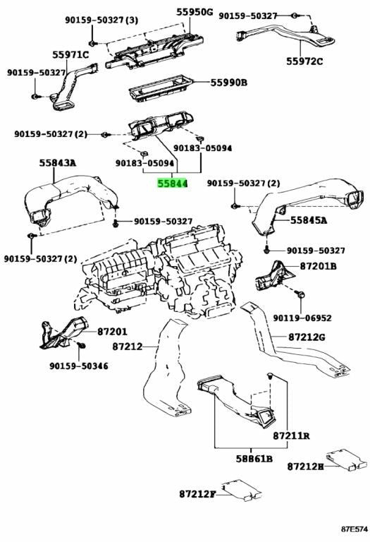 OEM Genuine TOYOTA Lexus Heater To Register Duct No.2 55844-53090 55844530900