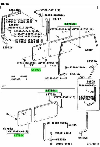 Genuine Toyota 70 Series GRJ76 Land Cruiser Back Door Trim Gray Set. Left/Right1