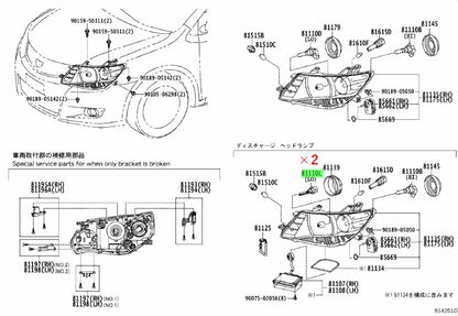 Genuine Toyota Lexus HID Discharge Headlamp Bulb Set of 2 90981-200241
