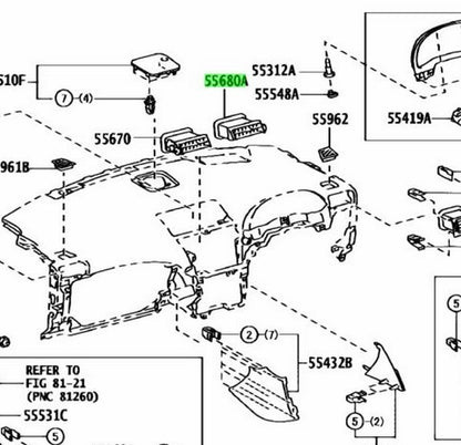 TOYOTA LEXUS RX270/350/450H Instrument Panel Register Assembly No.4 55680-480601