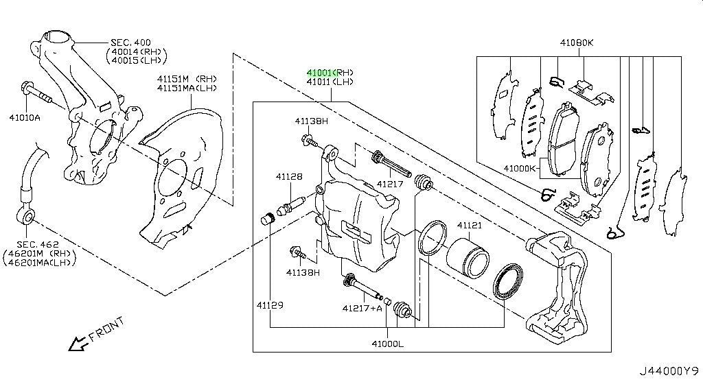 Genuine Nissan 2014-2021 Front Disc Brake Caliper Rogue Rogue Sport NEW OEM2