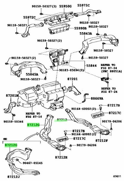 TOYOTA Lexus RearAirDuctSet Rear 87215-53010 87216-53010 87213-30370 87212-304302