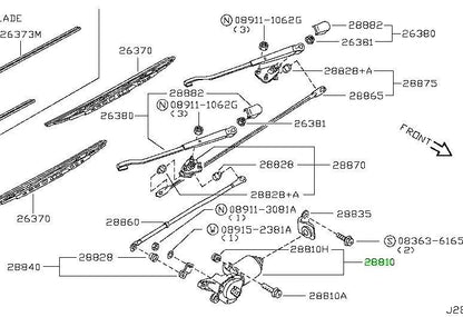 OEM NISSAN 2881557G0A MOTOR ASSY-WINDSHIELD WIPER 2881557G0A