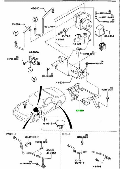 OEM MAZDA A.B.S. BRACKET NO 1 RX-7 FD3S F123-43-3100