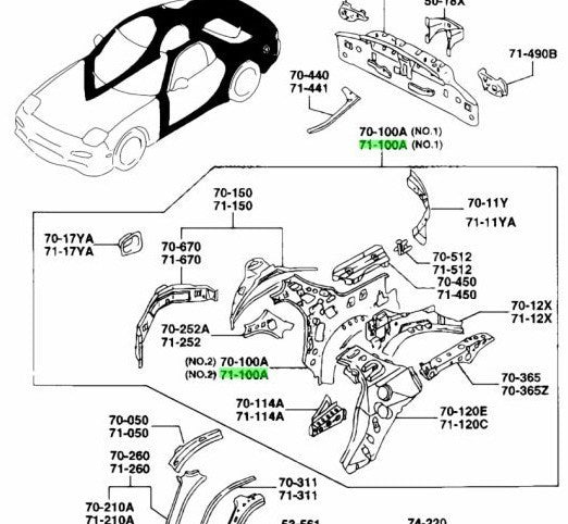OEM MAZDA REAR PILLAR PANEL LH RX-7 FD3S FDY1-71-110A1