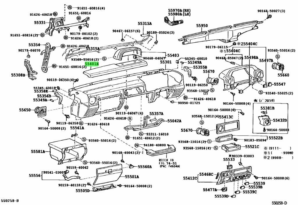 TOYOTA  Part Pad Sub Assy, Instrument Panel Safety OEM 55401-90K00-B02