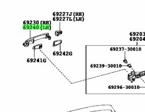 TOYOTA LEXUS RX270/350/450H Rear Door Outside Handle LH SleekEcru 69220-76010-E11