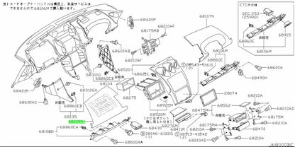 Genuine Nissan 350Z Z33 RHD Passenger Upper Dash Panel 68109-CD40A OEM0