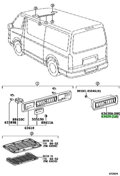 Genuine Toyota Hiace GDH201V Air Vent Register No.2 Black OEM 63620-26080-C01