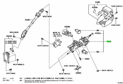TOYOTA LEXUS Genuine OEM Tilt Steering Gear Assy with Motor 45810-50050 LS4601