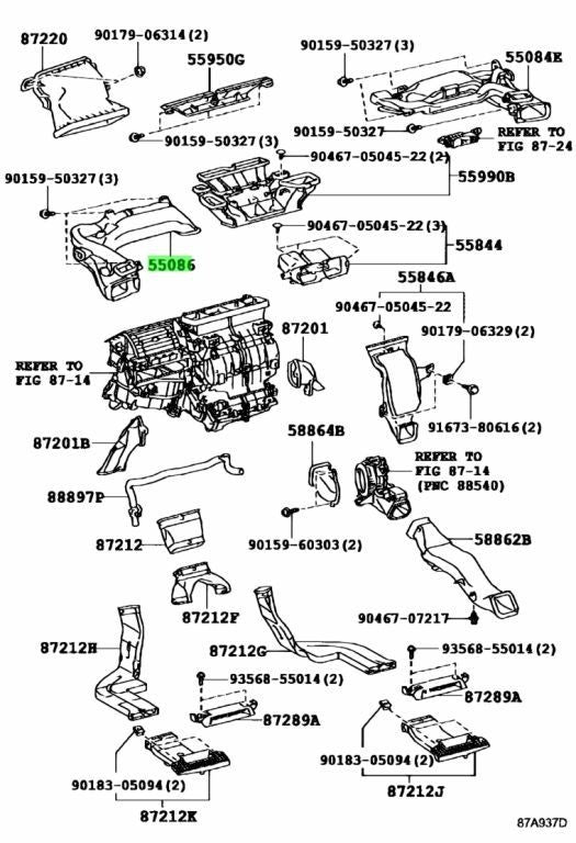 OEM Genuine TOYOTA Lexus Heater To RegisterDuct No.3 Assy 55086-75030 55086750300