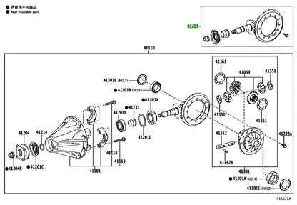 OEM FINAL GEAR KIT, DIFFERENTIAL, REAR Genuine Toyota Lexus LX 600 41201-809031