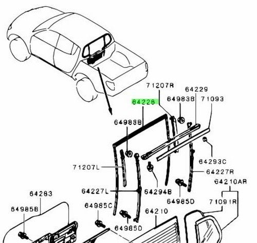 NEW Genuine Mitsubishi Rear Window Glass Run Channel OEM MN1460931