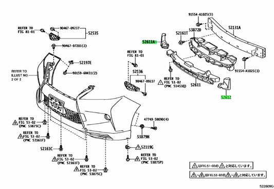Genuine TOYOTA Lexus Front Bumper Energy Absorber RH/LH 52612-48020 52613-480201