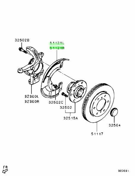 MN102281,MN102282 MITSUBISHI L200 GENUINE FR BRAKE DUST SHIELD SET LH,RH 1