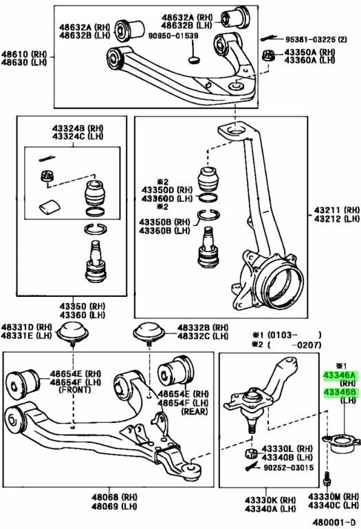 NEW Toyota Genuine Lower Ball Joint Dust Cover Protector Set of 2 43346-600111