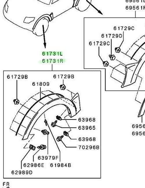 Genuine Mitsubishi Pajero Montero V88W OVERFENDER,FR L&R 7420A077YB 7420A078YB1