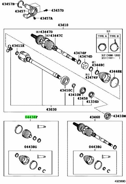 Toyota Lexus RH Front DriveShaftBootKit Inboard Outboard 04427-48171 04427481711