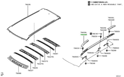 NEW Genuine Mitsubishi Front Roof Rack Cover RH OEM 7661A4500