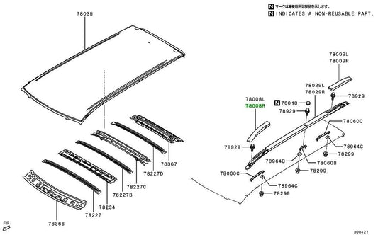 NEW Genuine Mitsubishi Front Roof Rack Cover RH OEM 7661A4500