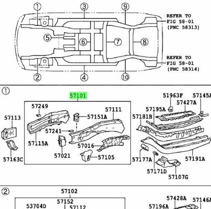 OEM Genuine TOYOTA Lexus Front Side Member Sub-Assembly Right Hand 57027-489001