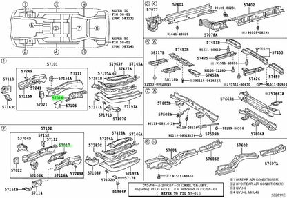 TOYOTA Front Side MemberReinforcement Sub-Assembly RH LH 57016-48020 57017-480200