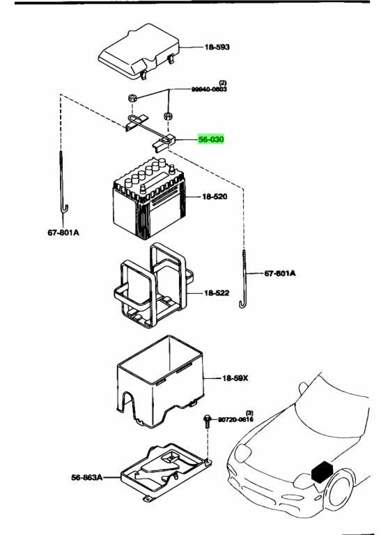 MAZDA RX7 FD3S BATTERY CLAMP H384-56-03XA1