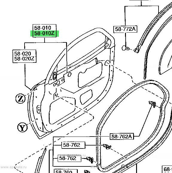 OEM Mazda FRONT DOOR BODY (L) RX-7 FD3S FD15-59-020D1
