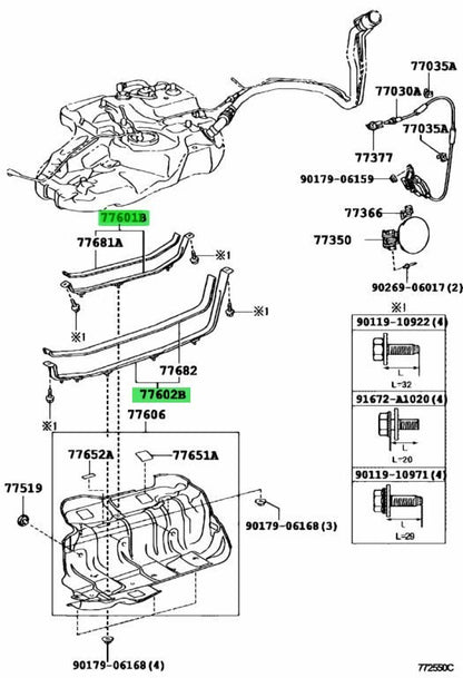OEM LEXUS RX270/350/450H FuelTankStrap RH LH Replacement 77601-48080 77602-480701