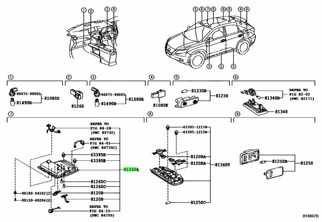 Genuine Toyota Lexus RX270/350/450h Map Lamp Ivory 81260-48450-A00