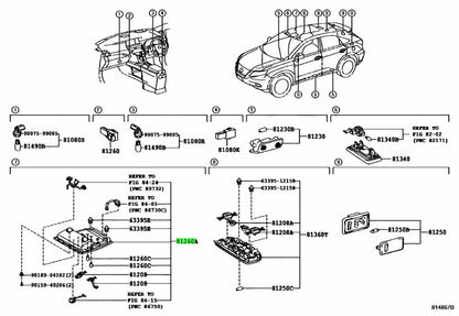 Genuine Toyota Lexus RX270/350/450h Map Lamp Ivory 81260-48450-A00