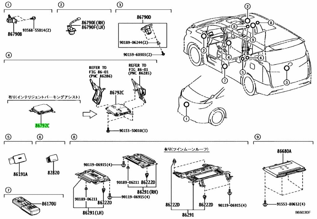 Genuine Toyota Alphard AGH30 Parking Assist Computer OEM 86792-581601