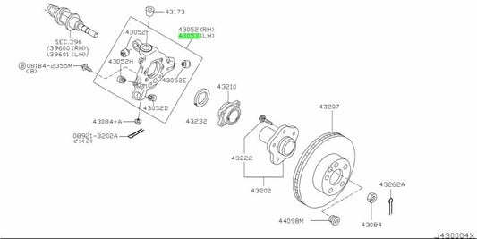 Genuine Nissan 350Z Z33 Rear Left Knuckle Spindle 43019-AL500 OEM0