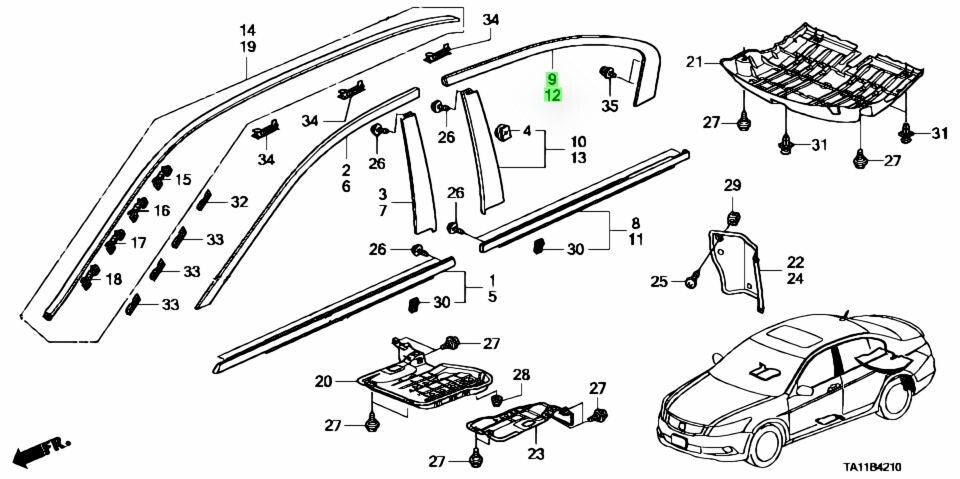 OEM Honda Molding Assembly Rear R&L SET 2008-2012 Accord CP2