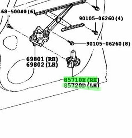 OEM Genuine LEXUS RX Power Window Motor Regulator RH LH 85710-48091 85720-481011