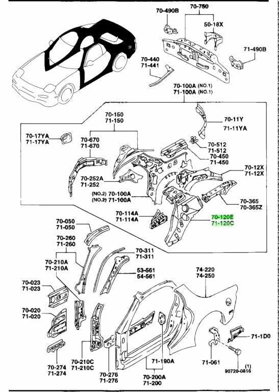 OEM MAZDA REAR PILLAR REINFORCEMENTRH/LH SET FD01-70-120B FD01-71-120B0