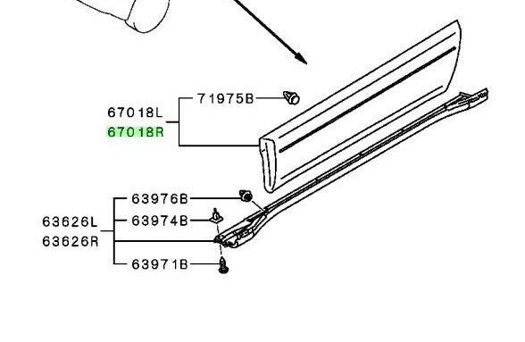 OEM Genuine Mitsubishi Montero Pajero V85W, V88V, V88W GARNISH,FR DOOR,RH0