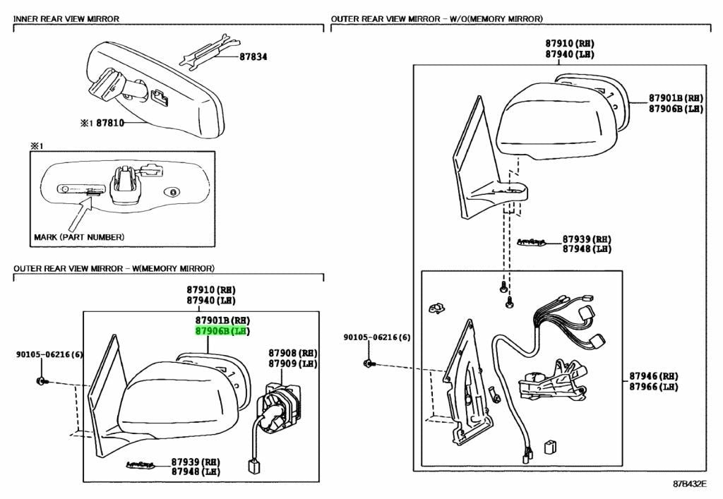 Toyota Lexus Genuine OEM Outer Rear View Mirror Sub-Assy LH 87906-480601
