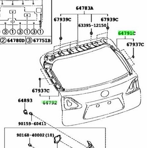 LEXUS RX270/350/450H BackDoorTrim Cover RH LH Gray 64791-48050-B0 64792-48060-B01