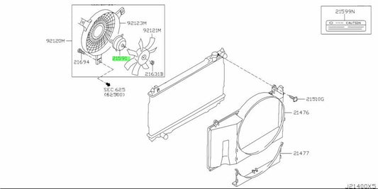Genuine Nissan 350Z Z33 Radiator Cooling Fan Motor 21487-CD00A1