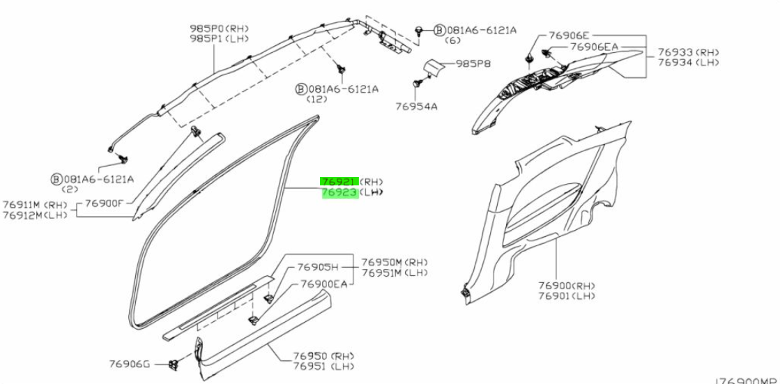 OEM Genuine Nissan WELT BODY SIDE FRONT LH＆RH SET Infiniti Skyline VQ37VHR NEW