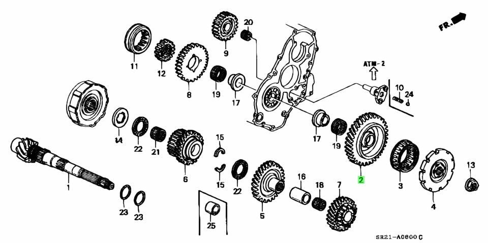 OEM HONDA COUNTERSHAFT LOW GEAR AT TRANSMISSION CIVIC DEL SOL 23421-P24-J000