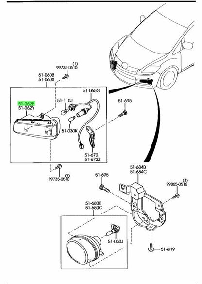 Genuine Mazda Front Combination Lamp Ring Body RH E221-51-06X1